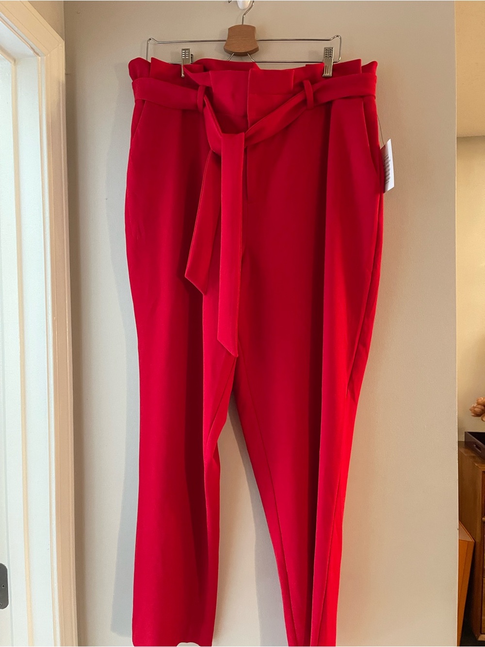 Eloquii Red Paperbag Waist Trousers with Self-Tie